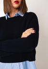Tiffosi Round Neckline with Shirt Detail Jumper, Navy Multi