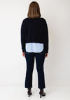 Tiffosi Round Neckline with Shirt Detail Jumper, Navy Multi