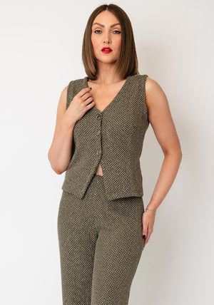 Tiffosi Button Up Sleeveless Vest, Green Multi