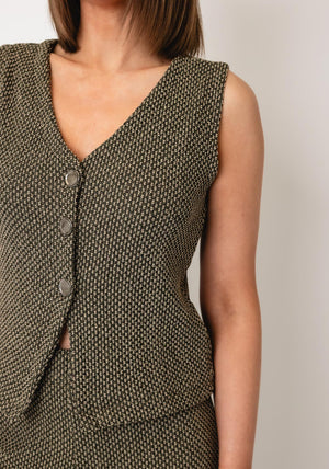 Tiffosi Button Up Sleeveless Vest, Green Multi