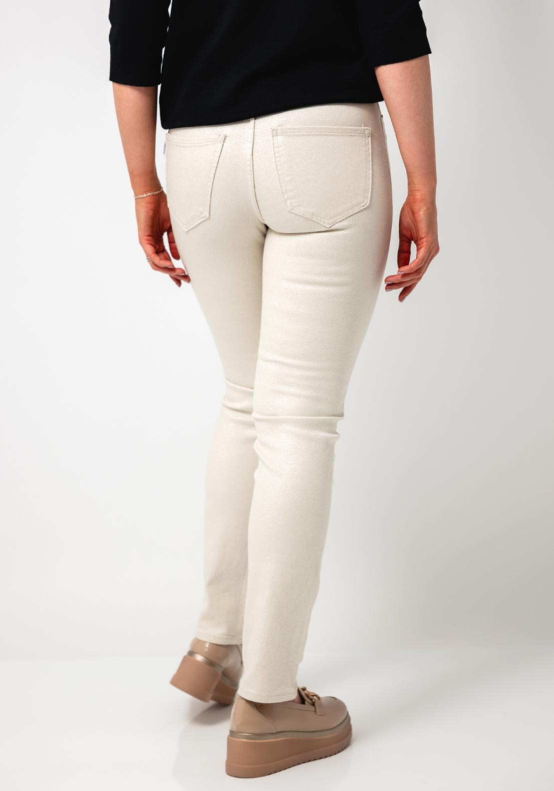 Tiffosi Jennifer Glitter Slim Leg Jeans, Cream