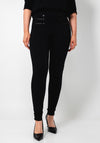 Tiffosi Bono Button Front Skinny Trousers, Black