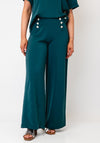 Tiffosi Button Embellished Wide Leg Trousers, Green