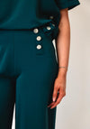 Tiffosi Button Embellished Wide Leg Trousers, Green