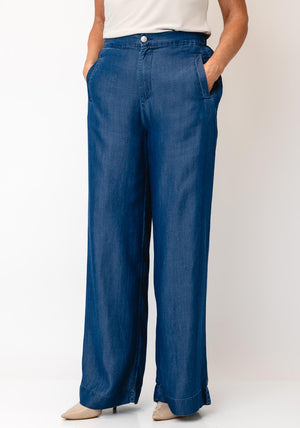 Tiffosi Lence Wide Leg Trousers, Medium Blue