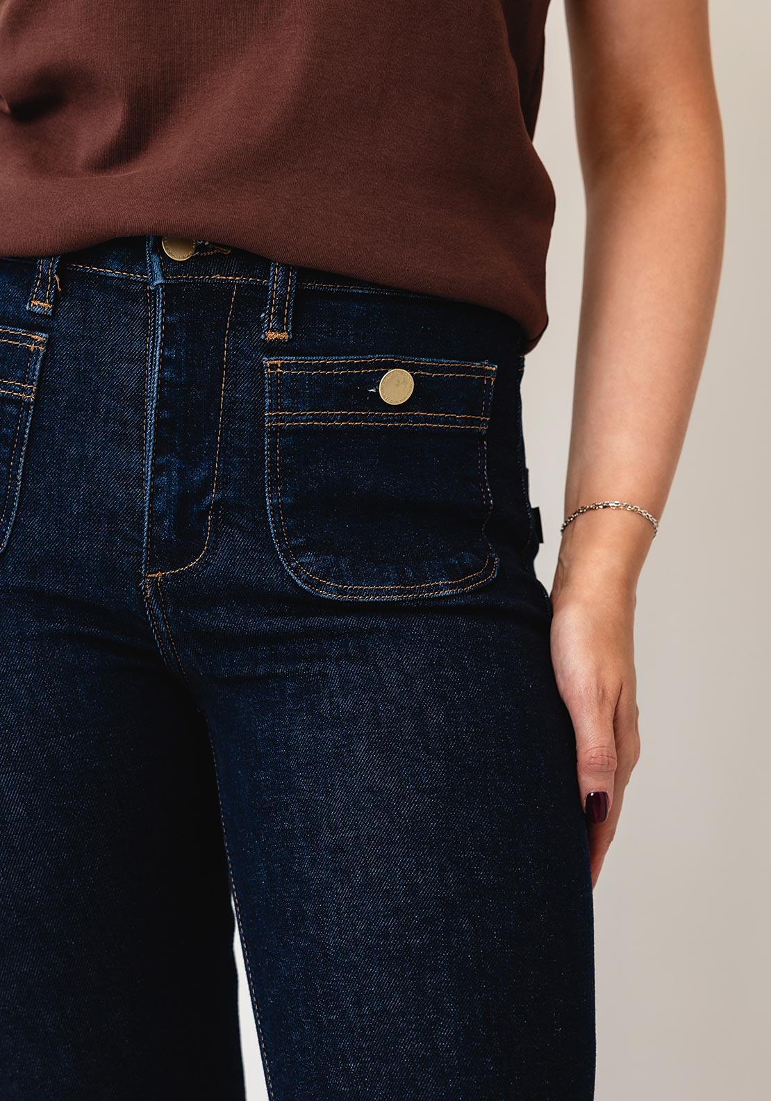 Tiffosi Cropped Flare Jeans, Dark Blue