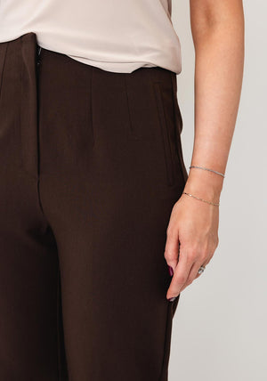 Tiffosi Raven Cropped Straight Leg Trousers, Brown