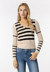 Tiffosi Striped Knit Sweater, Beige & Black