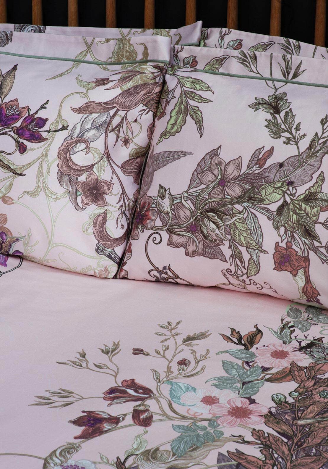 Timorous Beasties Opera Botanica Sateen Duvet Cover Set, Pink