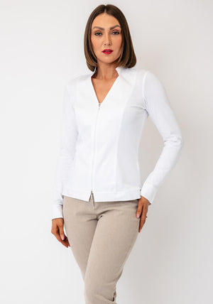 Tinta Zip Down Front Top, White
