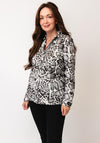 Tinta Monica Animal Print Blouse, Grey