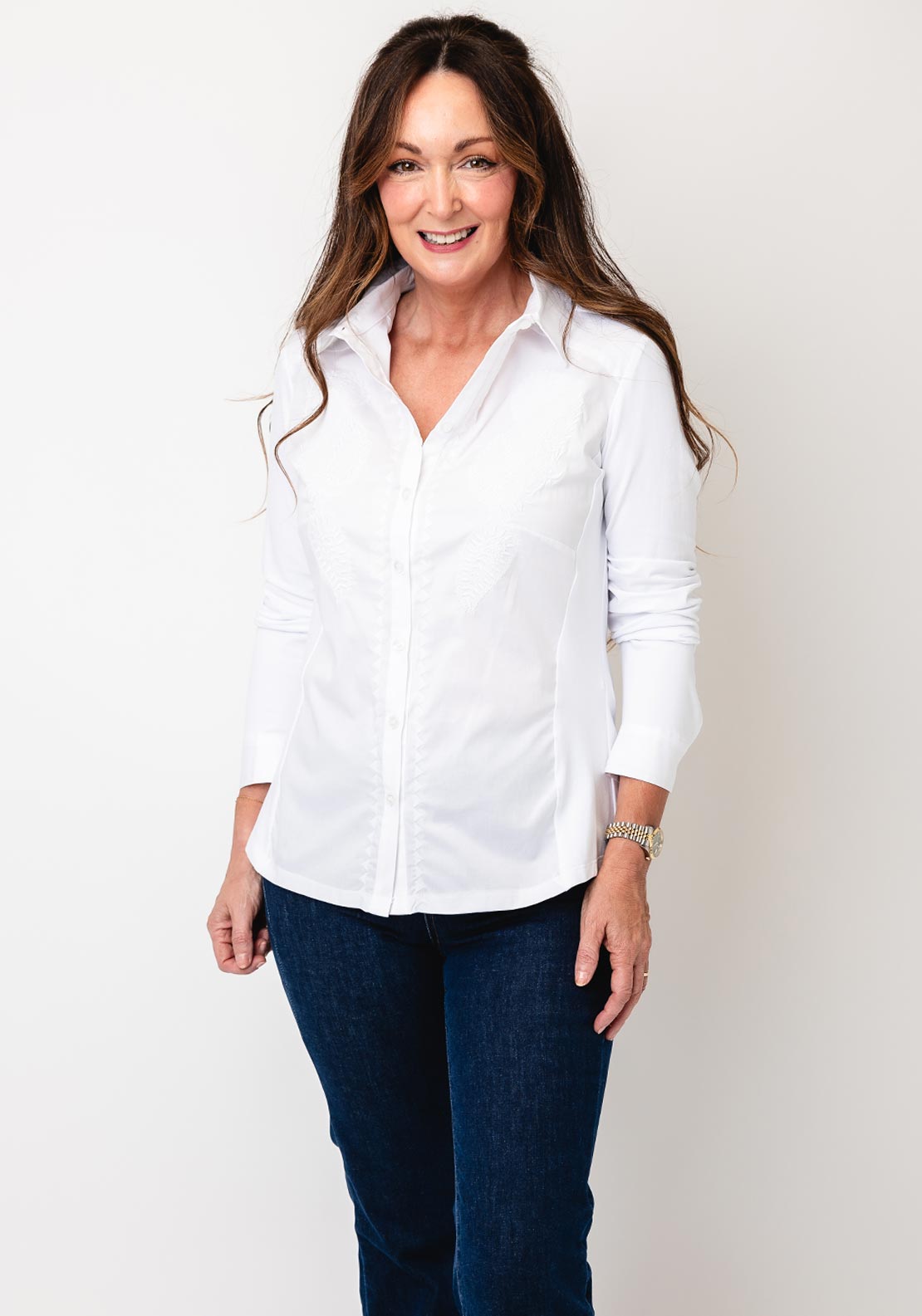Tinta Embroidered Jersey Contrast Shirt, Pink