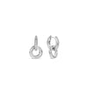 Ti Sento Zirconia Hoop Huggie Earrings, Silver