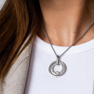 Ti Sento Double Ring Crystal Pendant, Silver