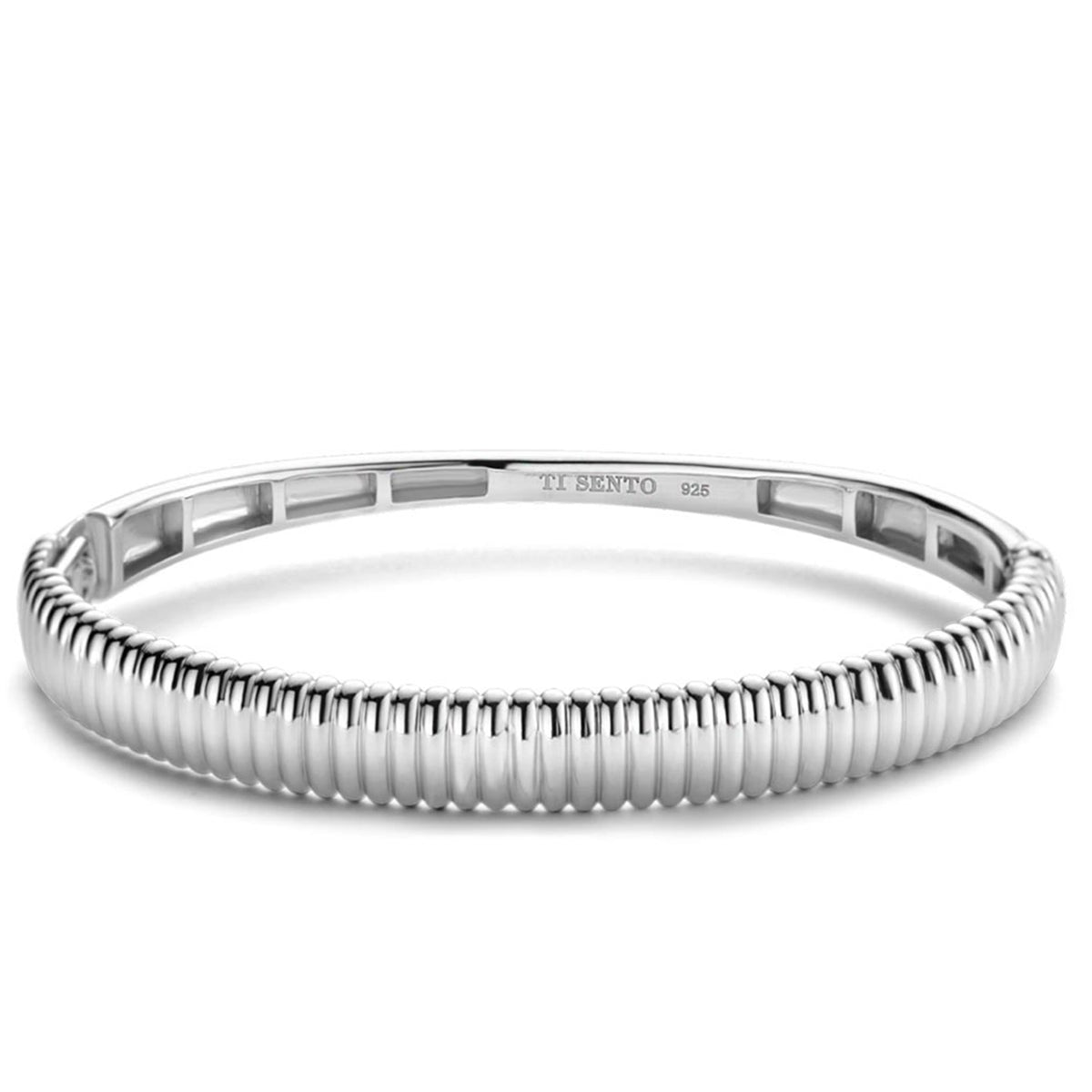 Ti Sento Ribbed Bangle, Silver