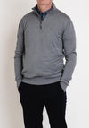 Tom Penn Quarter Zip Knit Sweater, Dark Grey