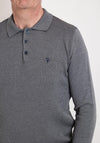 Tom Penn Waffle Knit Long Sleeve Polo Shirt, Dark Grey