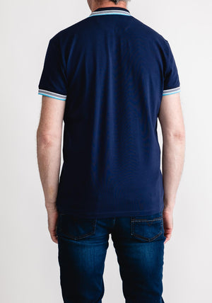 Advise Contrast Collar Polo Shirt, Marine & Blue