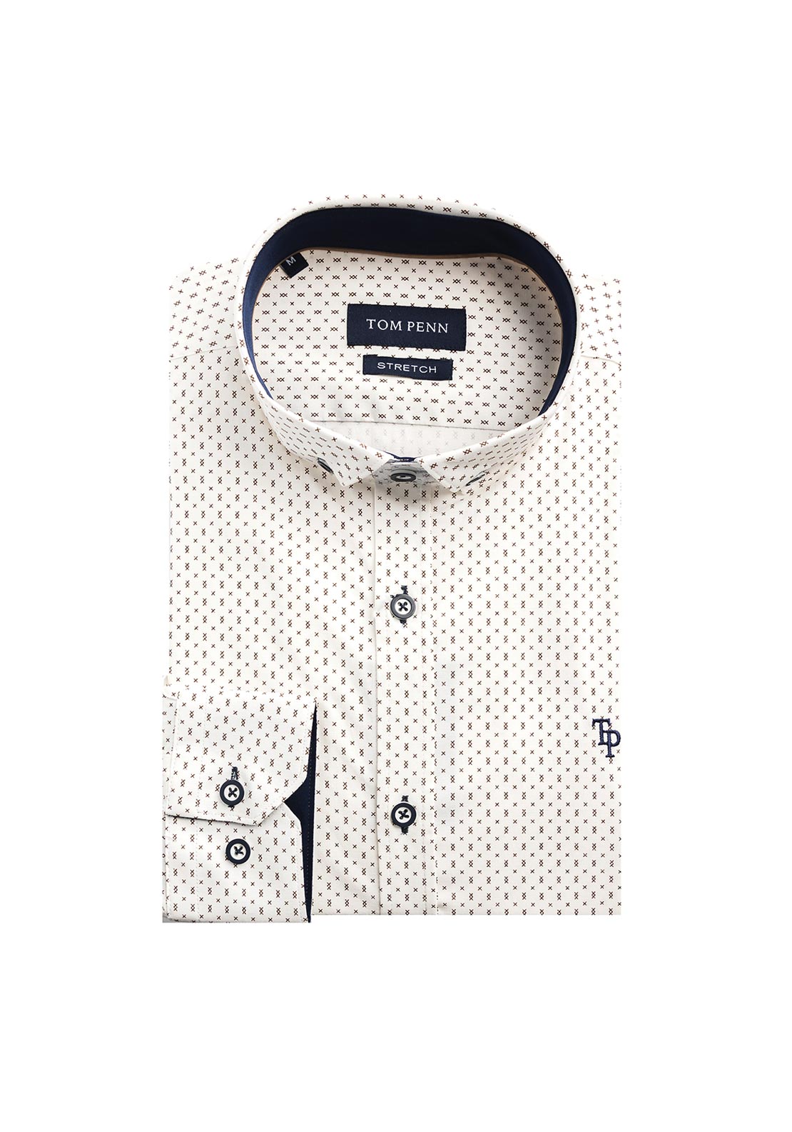 Tom Penn X Print Shirt, Cream & Tan