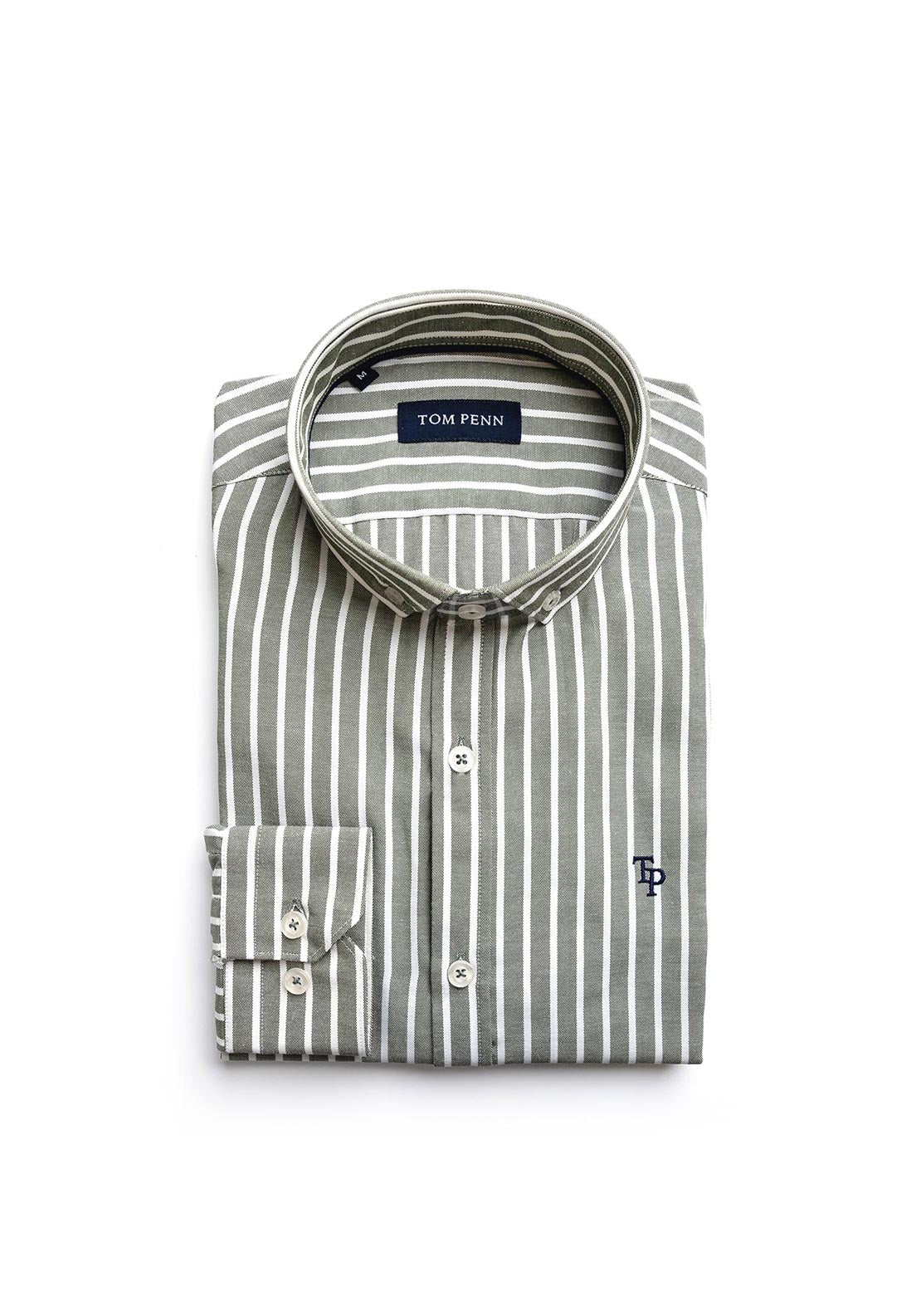 Tom Penn Long Sleeve Stripe Shirt, Green