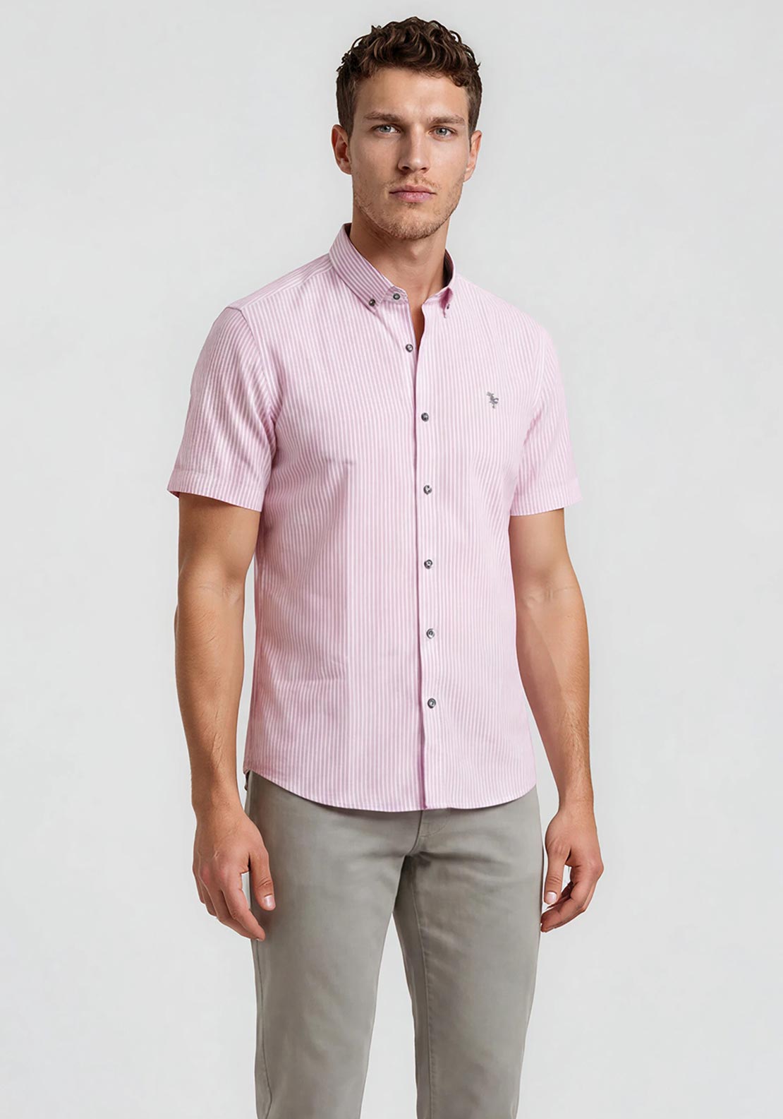 Tom Penn Stripe Short Sleeve Shirt, Pink