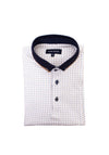 Tom Penn Abstract Print Contrast Collar Polo Shirt, White & Navy