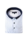 Tom Penn Diamond Print Contrast Collar Polo Shirt, White