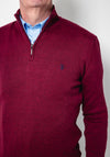 Tom Penn Quarter Zip Sweater, Burgundy