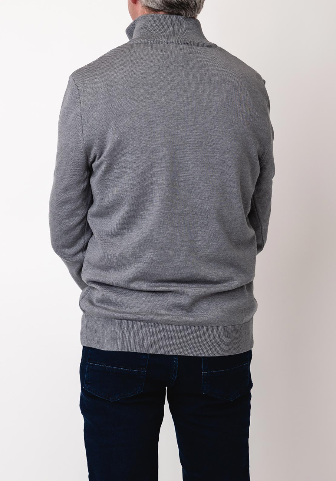 Tom Penn Quarter Zip Knit Sweater, Dark Grey