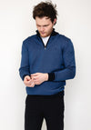 Tom Penn Birdeye Knit Quarter Zip Sweater, Blue & Navy