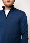 Tom Penn Birdeye Knit Quarter Zip Sweater, Blue & Navy
