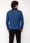 Tom Penn Birdeye Knit Quarter Zip Sweater, Blue & Navy