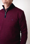 Tom Penn Birdeye Knit Quarter Zip Sweater, Red & Navy