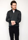 Tom Penn Birdeye Knit Quarter Zip Sweater, Olive & Navy