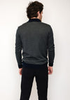 Tom Penn Birdeye Knit Quarter Zip Sweater, Olive & Navy