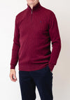 Tom Penn Cable Knit Quarter Zip Sweater, Burgundy