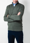 Tom Penn Cable Knit Quarter Zip Sweater, Olive