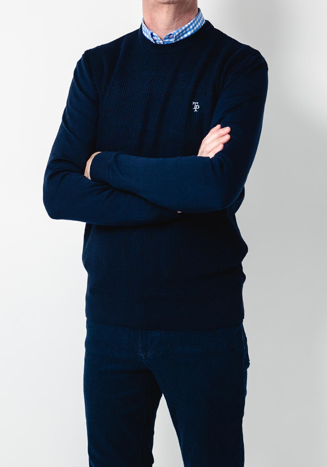 Tom Penn Waffle Knit Sweater, Navy