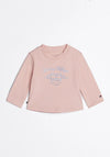 Tommy Hilfiger Baby Girl Logo Long Sleeve Top, Soft Rose