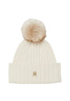 Tommy Hilfiger Essentials Chic Pom Pom Beanie, Cream