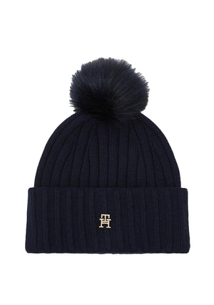 Tommy Hilfiger Essentials Chic Pom Pom Beanie, Navy