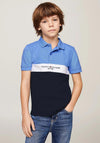 Tommy Hilfiger Boy Colour Block Short Sleeve Polo, Blue Spell