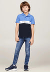 Tommy Hilfiger Boy Colour Block Short Sleeve Polo, Blue Spell