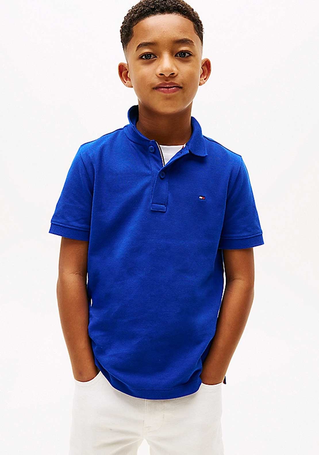 Tommy Hilfiger Boys Short Sleeve Flag Polo, Blue