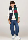 Tommy Hilfiger Boys Colour Blocked Hooded Gilet, Green