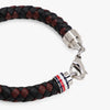 Tommy Hilfiger Mens Leather Braided Bracelet, Black and Brown