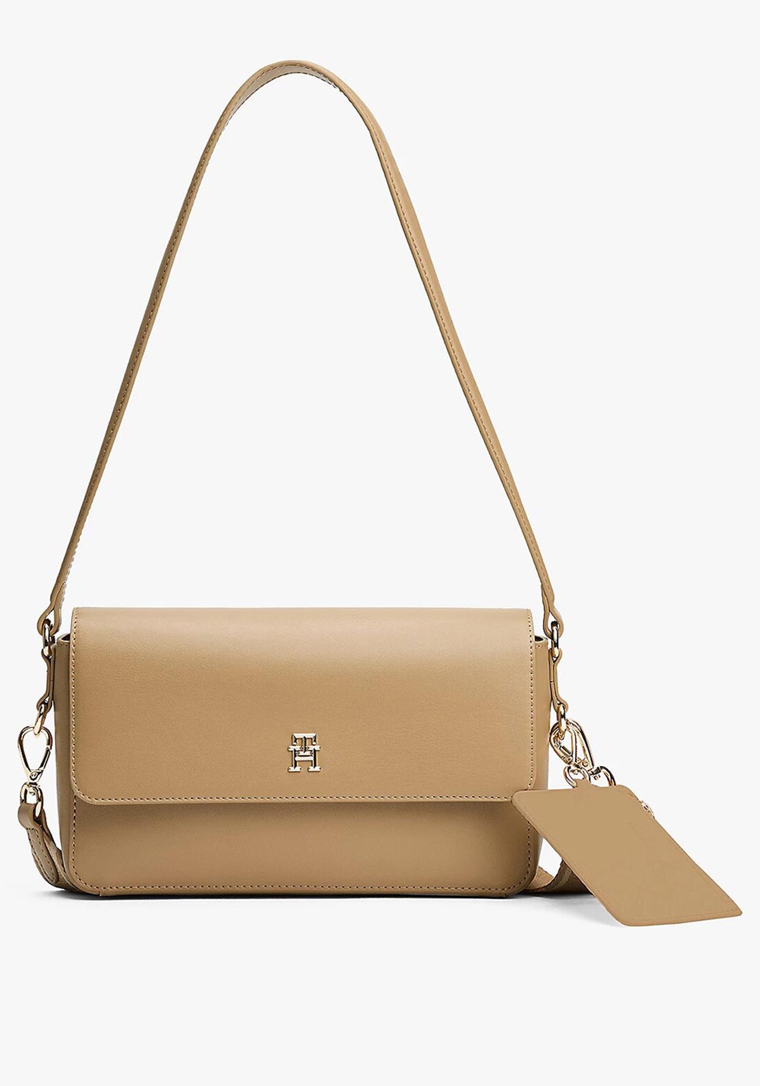 Tommy Hilfiger TH Monogram Convertible Crossbody Bag, Light Tan