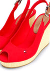 Tommy Hilfiger Womens Iconic Sling Back High Wedge Sandals, Fierce Red