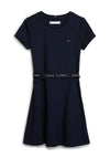 Tommy Hilfiger Girl Essential Belted Skater Dress, Navy