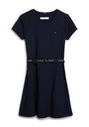 Tommy Hilfiger Girl Essential Belted Skater Dress, Navy